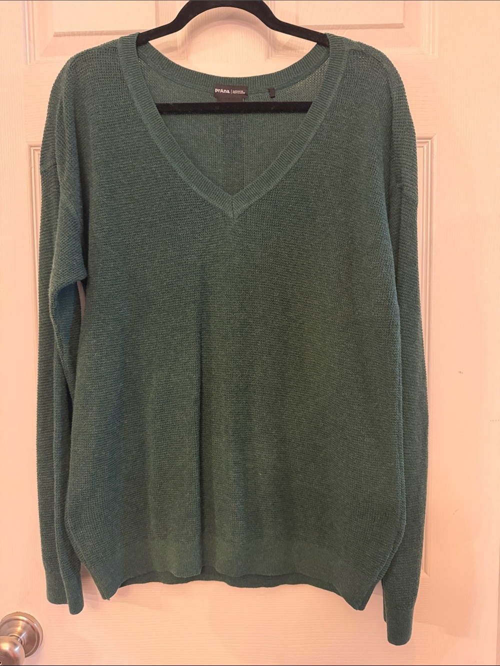 Prana Women's V-Neck Sweater in Dark Green